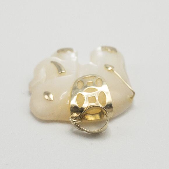 10K Yellow Gold Mother of Pearl Elephant Pendant - Picture 5 of 12